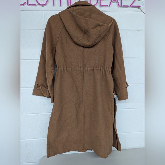 RTR Jason Wu Collective Drawstring Wool Coat xs (0-2) Peacoat slits Brown Tan - Picture 7 of 9